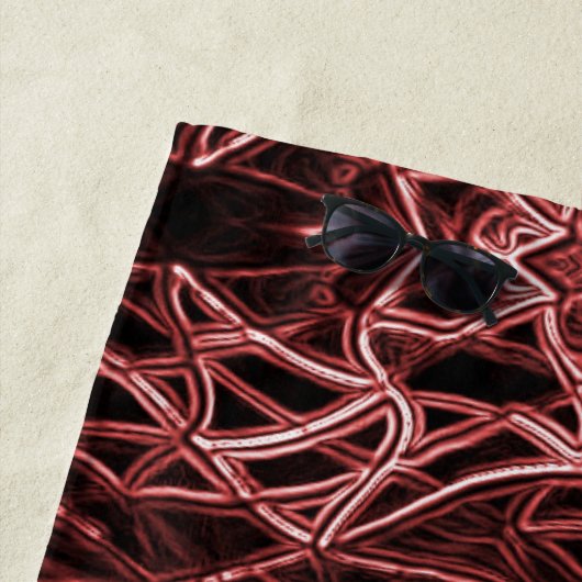 素朴でもつれたワイヤーの赤い絡み合ったネットワーク ビーチタオル (インサイチュ)