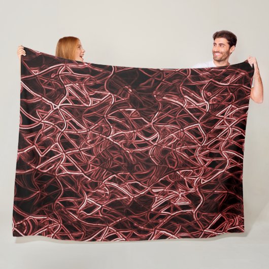素朴でもつれたワイヤーの赤い絡み合ったネットワーク フリースブランケット (インサイチュ)
