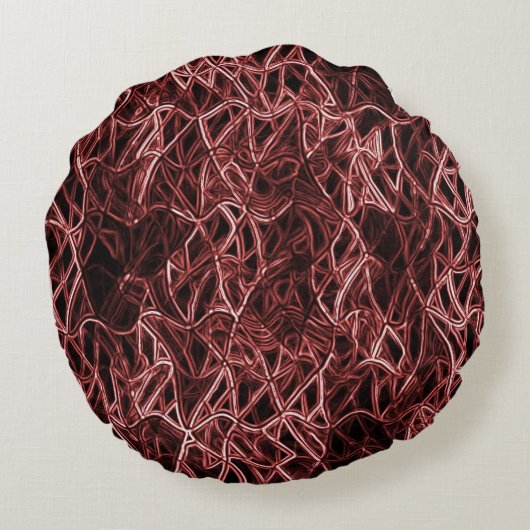 素朴でもつれたワイヤーの赤い絡み合ったネットワーク ラウンドクッション (裏面)