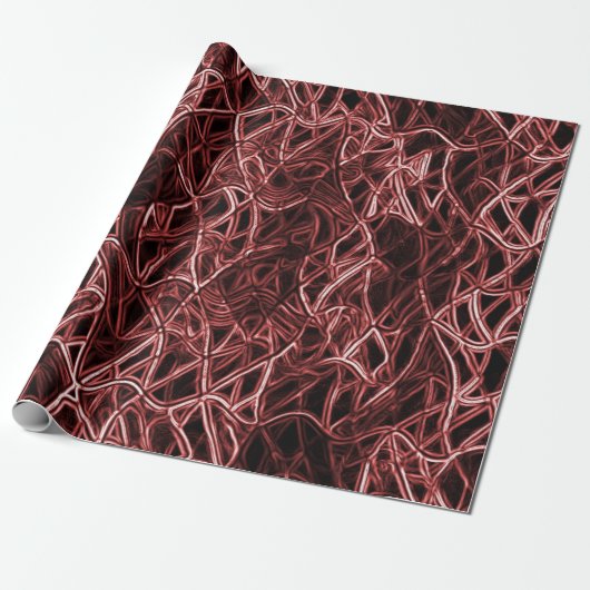 素朴でもつれたワイヤーの赤い絡み合ったネットワーク ラッピングペーパー (アンロールド)