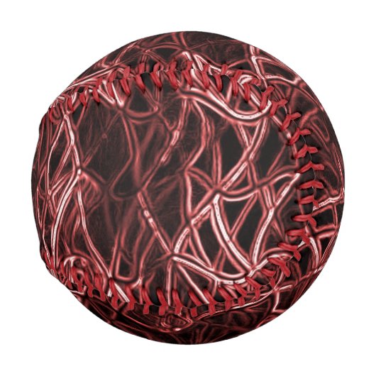 素朴でもつれたワイヤーの赤い絡み合ったネットワーク 野球ボール (正面右)