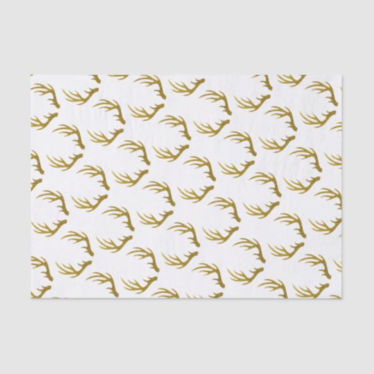 素朴でエレガントでフェイクなグリッターの金ゴールドのシカの(雄ジカの)枝角 薄葉紙 (正面)