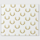 素朴でエレガントで及びフェイクな金ゴールドのグリッターのシカの(雄ジカの)枝角 ラッピングペーパー (フラット)