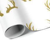 素朴でエレガントで及びフェイクな金ゴールドのグリッターのシカの(雄ジカの)枝角 ラッピングペーパー (ロールコーナー)