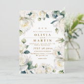 素朴でエレガントなホワイトローズのウェディング 招待状 (スタンド正面)