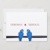 素朴でエレガントなユニークな鳥の結婚式のお知らせ 招待状 (裏面)