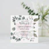 素朴でエレガントな植物水彩花のウェディング 招待状 (スタンド正面)