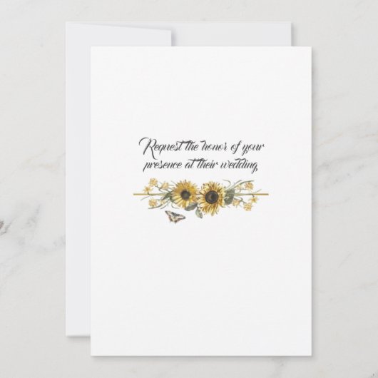 素朴でエレガントな黄色のひまわり ウェディング 招待状 (裏面)