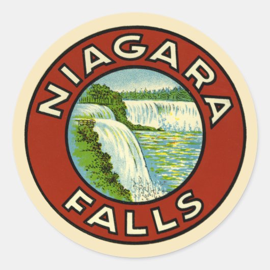 素朴でカラフルなヴィンテージ旅行古いナイアガラ・フォールズ ラウンドシール (正面)
