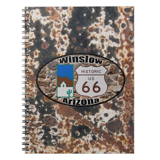 素朴でグランジなスタイルの歴史的なルート66 Winslow、AZ ノートブック (正面)