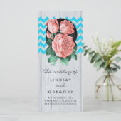 素朴でシックなサンゴとターコイズ結婚式のプログラム プログラム (スタンド正面)