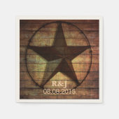 素朴でシックなバームウッドテキサス州スター結婚ウェスタン スタンダードカクテルナプキン (正面)