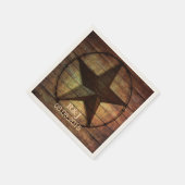 素朴でシックなバームウッドテキサス州スター結婚ウェスタン スタンダードカクテルナプキン (角)