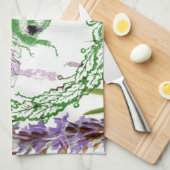 素朴でシックなフランスのカントリーラベンダーヴィンテージビー キッチンタオル (四つ折り)