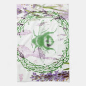 素朴でシックなフランスのカントリーラベンダーヴィンテージビー キッチンタオル (縦)