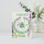 素朴でシックなフランスのカントリーラベンダーヴィンテージビー ポストカード (スタンド正面)