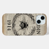 素朴でシックな新聞社の田舎の植物性フランスの蜂 Case-Mate iPhoneケース (裏面 (横))