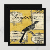 素朴でシックな田舎のコテージフランスのバード 招待状 (正面/裏面)