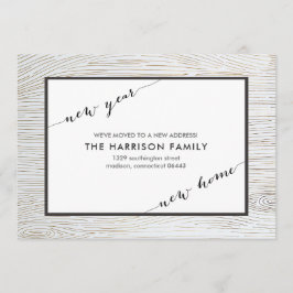 素朴でシックな金ゴールドの木製の移動発表 案内状