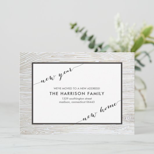 素朴でシックな金ゴールドの木製の移動発表 案内状 (スタンド正面)