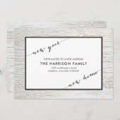 素朴でシックな金ゴールドの木製の移動発表 案内状 (正面/裏面)