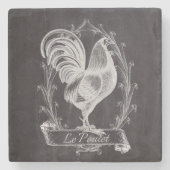 素朴でシックな黒板フランスの田舎者 ストーンコースター (正面)