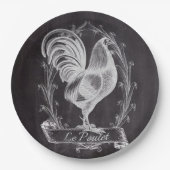 素朴でシックな黒板フランスの田舎者 ペーパープレート (正面)