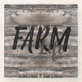 素朴でシックなFARM LIFE in script ガラスコースター