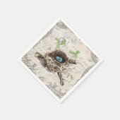 素朴でシックフランスのな田舎の植物性の鳥の巣 スタンダードカクテルナプキン (角)