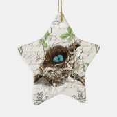 素朴でシックフランスのな田舎の植物性の鳥の巣 セラミックオーナメント (右)