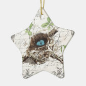 素朴でシックフランスのな田舎の植物性の鳥の巣 セラミックオーナメント (左)