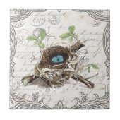 素朴でシックフランスのな田舎の植物性の鳥の巣 タイル (正面)