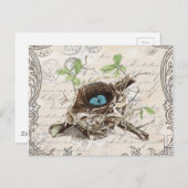 素朴でシックフランスのな田舎の植物性の鳥の巣 ポストカード (正面/裏面)