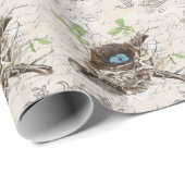 素朴でシックフランスのな田舎の植物性の鳥の巣 ラッピングペーパー (ロールコーナー)