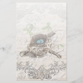 素朴でシックフランスのな田舎の植物性の鳥の巣 便箋 (正面)