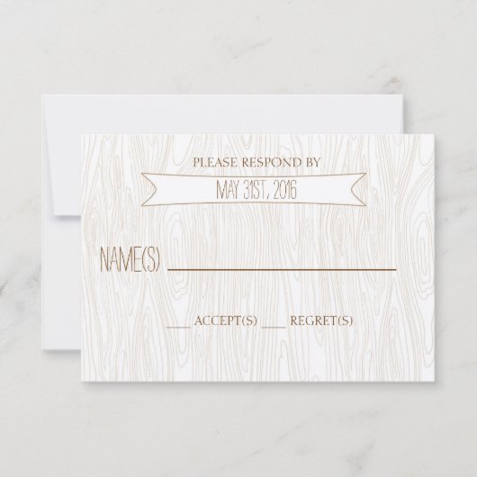素朴でシンプルなWoodgrainの結婚式の応答カード 出欠カード (正面)
