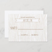 素朴でシンプルなWoodgrainの結婚式の応答カード 出欠カード (正面/裏面)