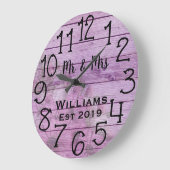 素朴でパーソナライズで旧式な紫色の木製のカスタム ラージ壁時計 (傾斜)