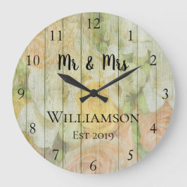 素朴でパーソナライズで旧式な花の木製のカスタム ラージ壁時計