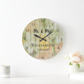 素朴でパーソナライズで旧式な花の木製のカスタム ラージ壁時計 (ホーム)