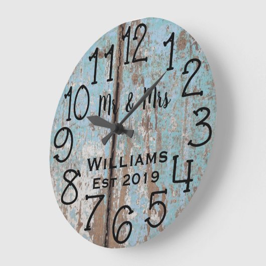 素朴でパーソナライズなティール（緑がかった色）の動揺してな木製のカスタム ラージ壁時計 (傾斜)