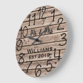 素朴でパーソナライズなブラウン木カスタム ラージ壁時計 (傾斜)