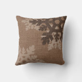 素朴でフェイクなバーラップの休日の上品に対する雪片 クッション (裏面)