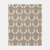 素朴でフェイクなバーラップ及び白いシカの(雄ジカの)枝角 フリースブランケット (正面)