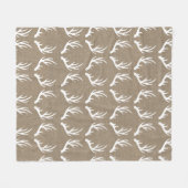 素朴でフェイクなバーラップ及び白いシカの(雄ジカの)枝角 フリースブランケット (正面(横))