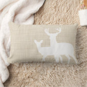 素朴でフェイクなリネン男女のシカ ランバークッション (ブランケット)