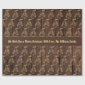 素朴でフェイクな金ゴールドのクリスマスツリーパターンは文字を加えます ラッピングペーパー (フラット)