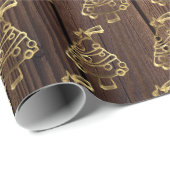 素朴でフェイクな金ゴールドのクリスマスツリーパターンは文字を加えます ラッピングペーパー (ロールコーナー)