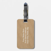 素朴でフェミニンなクラフト紙の白いレースのモノグラム ラゲッジタグ (裏面縦)