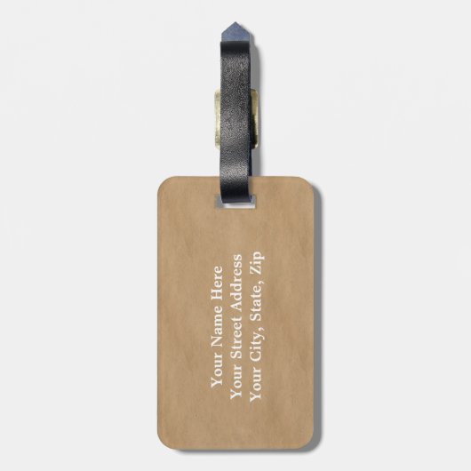 素朴でフェミニンなクラフト紙の白いレースのモノグラム ラゲッジタグ (裏面縦)